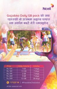 एनसेलले ल्यायो मोबाइल डेटा सबैभन्दा सस्तो बनाउँदै नयाँ गज्जबको दैनिक जीबी प्याकहरू 