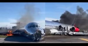 अमेरिकामा १ सय ३७ व्यक्ति सवार विमान भयानक दुर्घटनाबाट बच्यो, भयो आगजनी (भिडिओ)