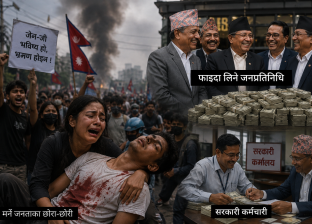 जेनजी प्रदर्शनमा मर्ने जनताका छोराछोरी, फाइदा लिने जनप्रतिनिधि र सरकारी कर्मचारी ! जेनजी प्रदर्शनमा मर्ने जनताका छोराछोरी, फाइदा लिने जनप्रतिनिधि र सरकारी कर्मचारी !