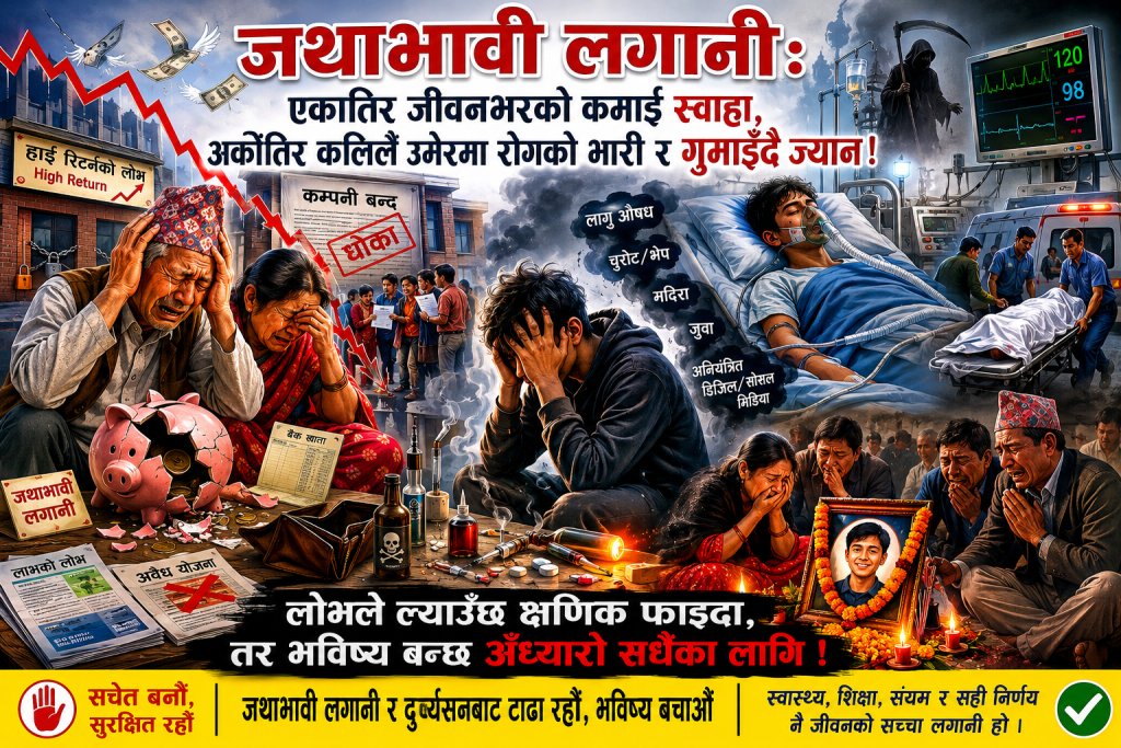 जथाभावी लगानीः एकातिर जीवनभरको कमाई स्वाहा, अर्कोतिर कलिलै उमेरमा रोगको भारी र गुमाइँदै ज्यान !