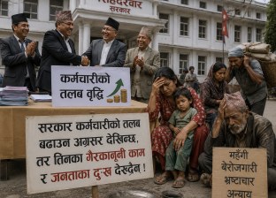 कर्मचारीको तलब बढाउन अग्रसर सरकार देख्दैन तिनका गैरकानूनी काम र जनताका दुःख ! कर्मचारीको तलब बढाउन अग्रसर सरकार देख्दैन तिनका गैरकानूनी काम र जनताका दुःख !