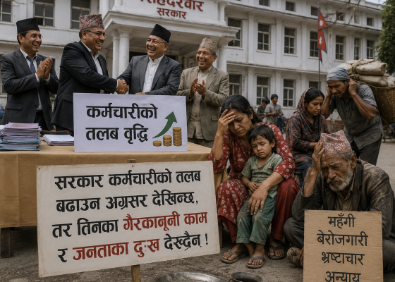 कर्मचारीको तलब बढाउन अग्रसर सरकार देख्दैन तिनका गैरकानूनी काम र जनताका दुःख !