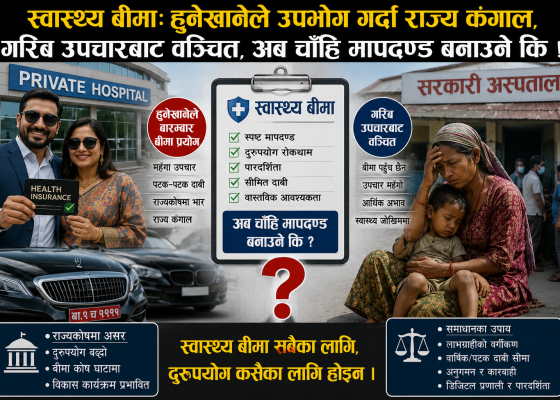 स्वास्थ्य बीमाः हुनेखानेले उपभोग गर्दा राज्य कंगाल, गरिब उपचारबाट वञ्चित, अब चाँहि मापदण्ड बनाउने कि !