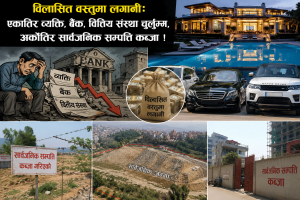 विलासित वस्तुमा लगानीः एकातिर व्यक्ति, बैंक, वित्तिय संस्था चुर्लुम्म, अर्कोतिर सार्वजनिक सम्पत्ति कब्जा !