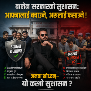 बालेन सरकारको सुशासनः आफ्नालाई बचाउने, अरुलाई फसाउने ! बालेन सरकारको सुशासनः आफ्नालाई बचाउने, अरुलाई फसाउने !
