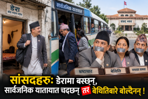 सांसदहरुः डेरामा बस्छन्, सार्वजनिक यातायात चढ्छन् तर बेथितिबारे बोल्दैनन् ! सांसदहरुः डेरामा बस्छन्, सार्वजनिक यातायात चढ्छन् तर बेथितिबारे बोल्दैनन् !