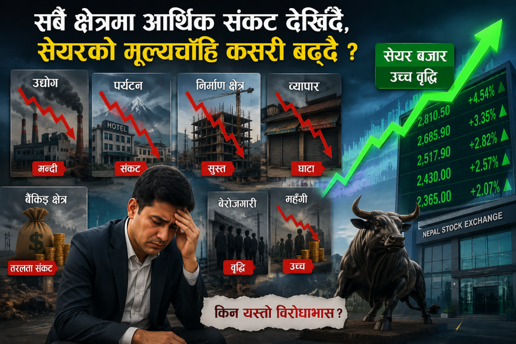 सबै क्षेत्रमा आर्थिक संकट देखिँदै, सेयरको मूल्यचाँहि कसरी बढ्दै ?