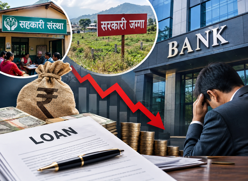 सहकारीदेखि सरकारी जग्गासम्मलाई कर्जा, संकटमा बैंक !